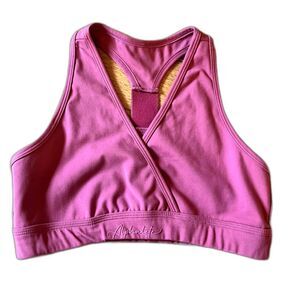 Alphalete Women's Surface Path V-Neck Pink Sports Bra (S)